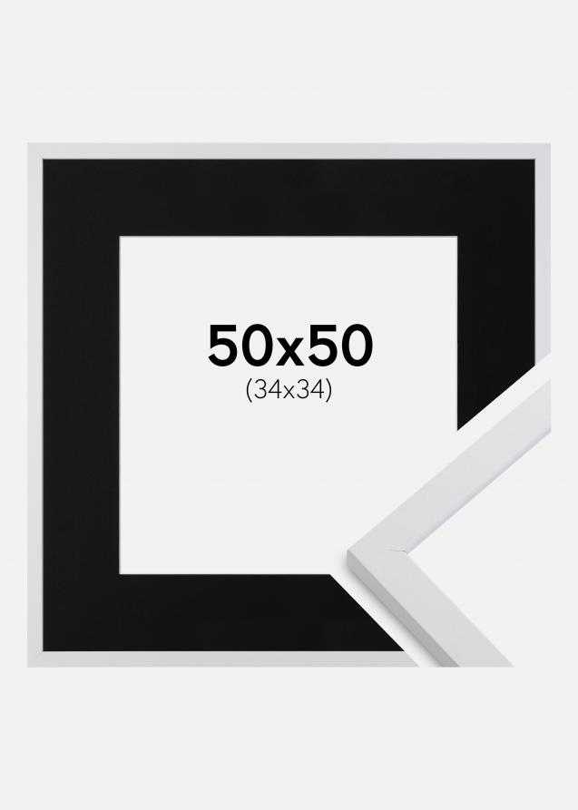 Cadre Trendy Blanc 50x50 cm - Passe-partout Noir 35x35 cm