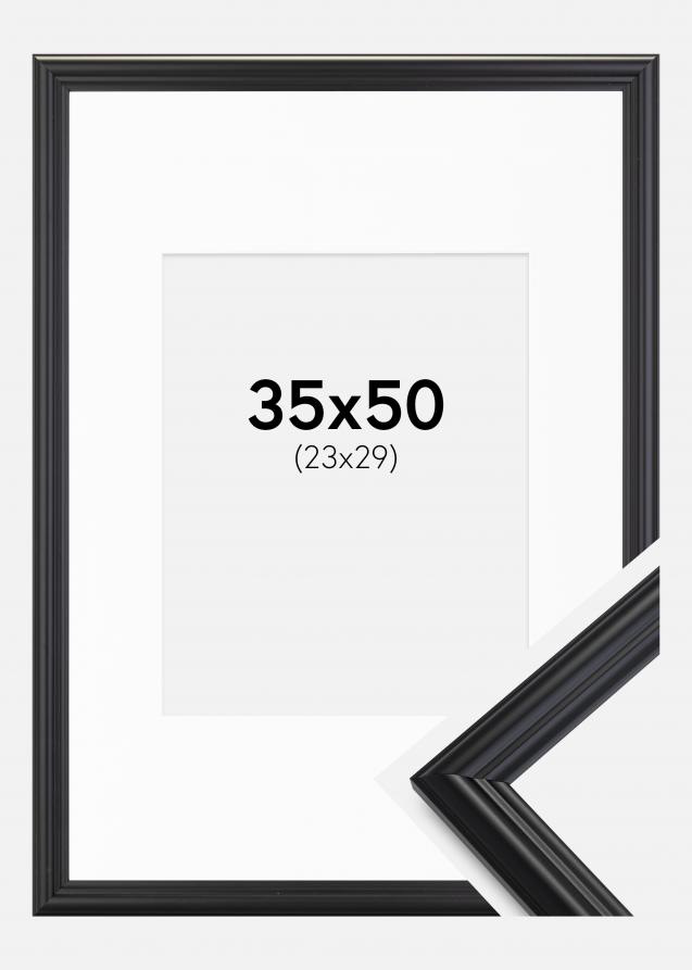 Cadre Siljan Noir 35x50 cm - Passe-partout Blanc 24x30 cm