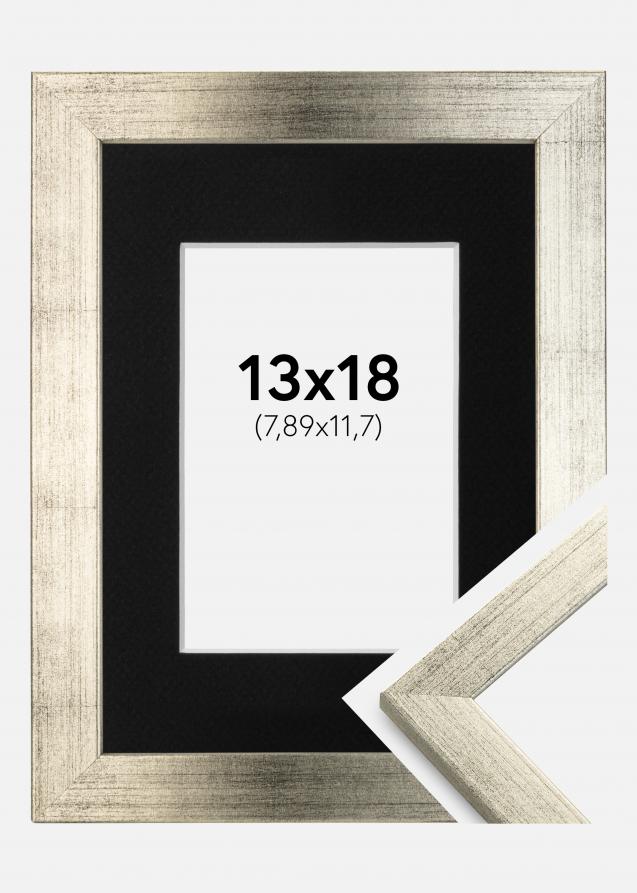 Cadre Stilren Argent 13x18 cm - Passe-partout Noir 3,5x5 pouces