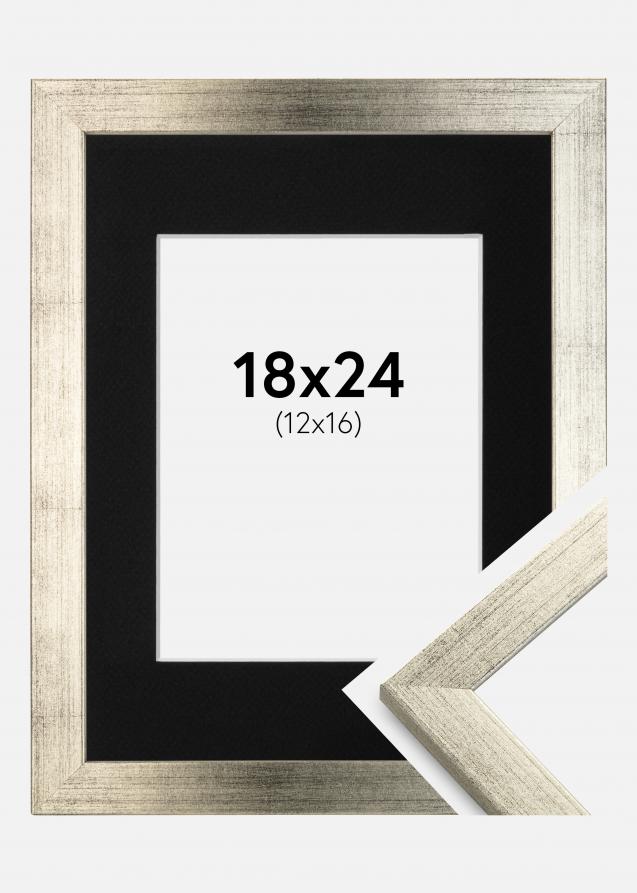 Cadre Stilren Argent 18x24 cm - Passe-partout Noir 13x17 cm