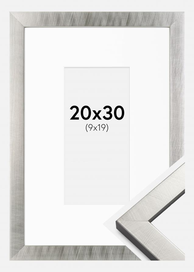 Cadre Uppsala Argent 20x30 cm - Passe-partout Blanc 10x20 cm