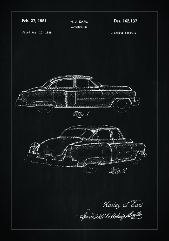 Dessin de brevet - Cadillac I - Noir Poster
