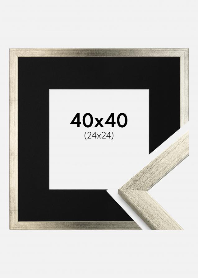 Cadre Stilren Argent 40x40 cm - Passe-partout Noir 25x25 cm