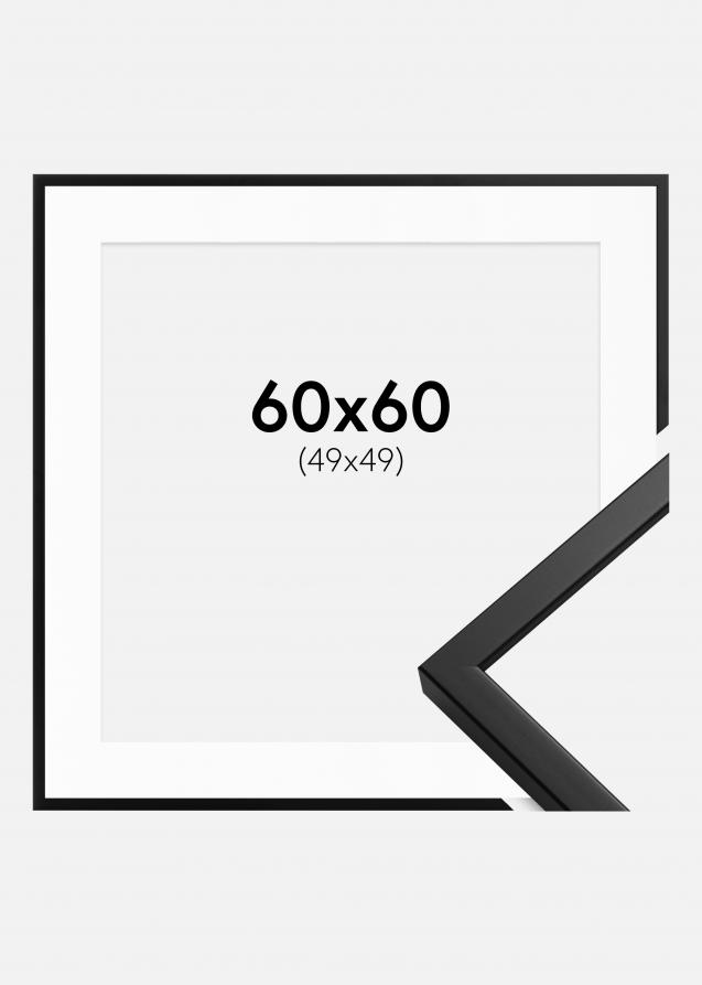 Cadre Oslo Noir 60x60 cm - Passe-partout Blanc 50x50 cm