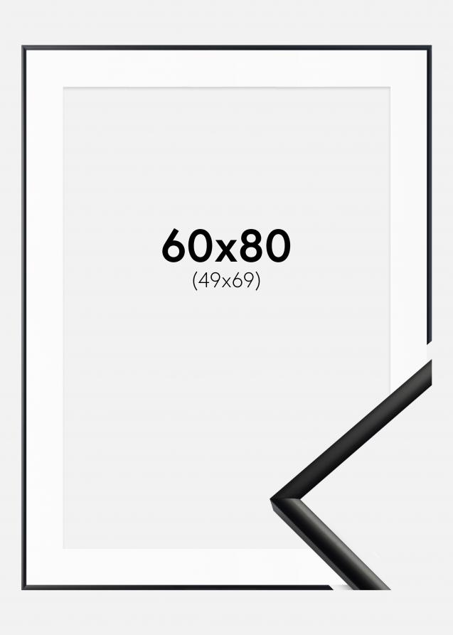 Cadre New Lifestyle Mat Noir 60x80 cm - Passe-partout Blanc 50x70 cm