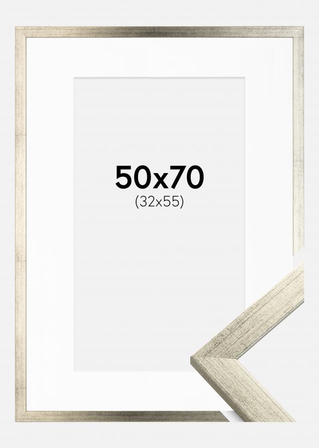 Cadre Stilren Argent 50x70 cm - Passe-partout Blanc 33x56 cm