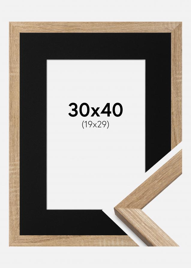 Cadre Fiorito Chêne Clair 30x40 cm - Passe-partout Noir 20x30 cm