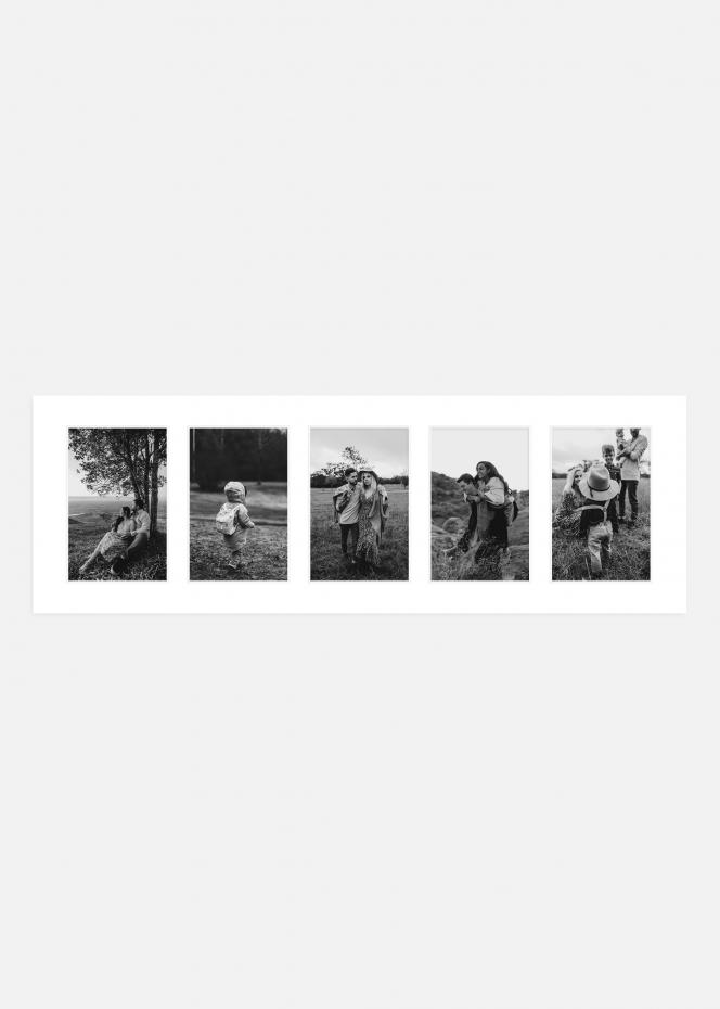 Passe-partout Blanc 20x60 cm - Collage 5 Images (9x14 cm)