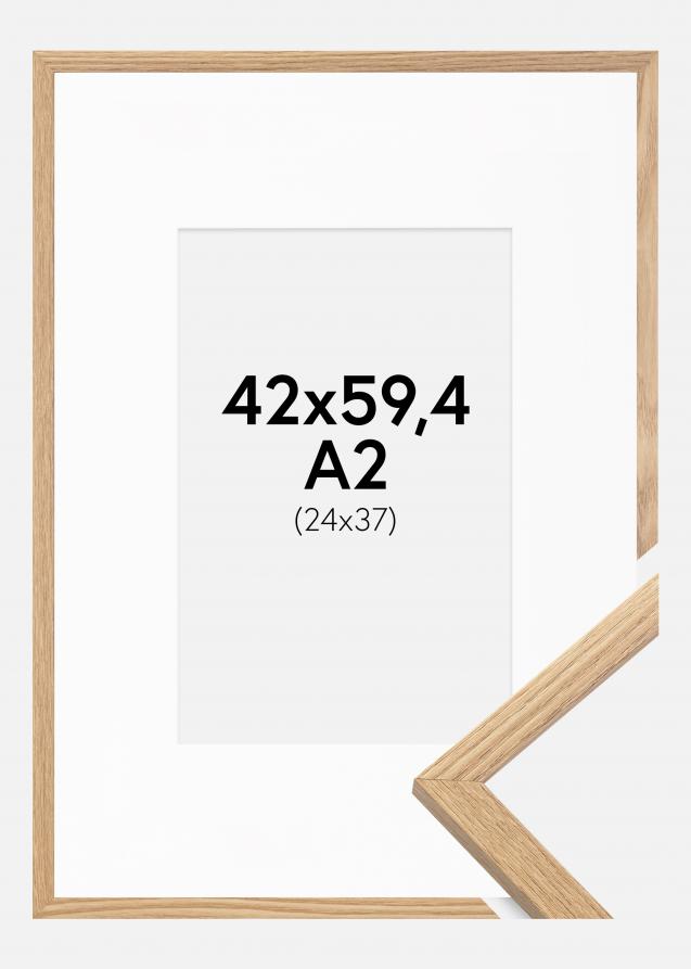 Cadre Trendy Chêne 42x59,4 cm (A2) - Passe-partout Blanc 25x38 cm