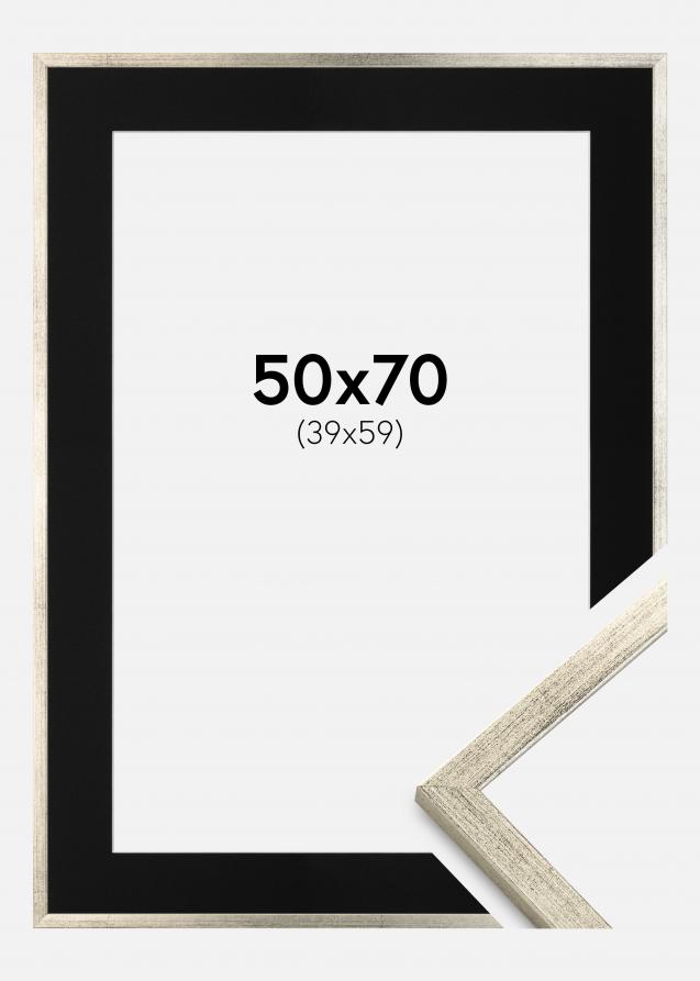 Cadre Galant Argent 50x70 cm - Passe-partout Noir 40x60 cm