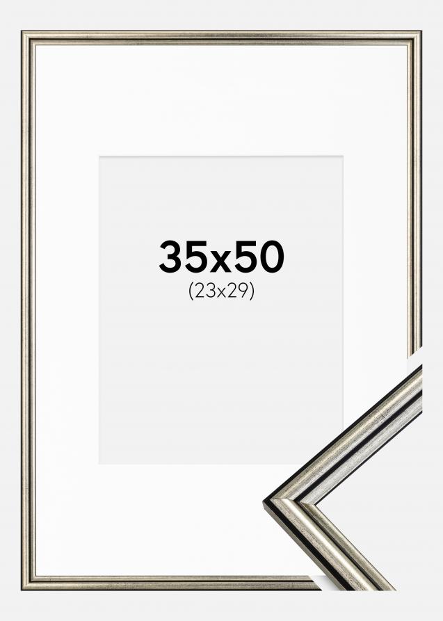 Cadre Horndal Argent 35x50 cm - Passe-partout Blanc 24x30 cm