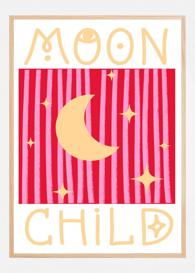 Pink and Red Moon Child Poster