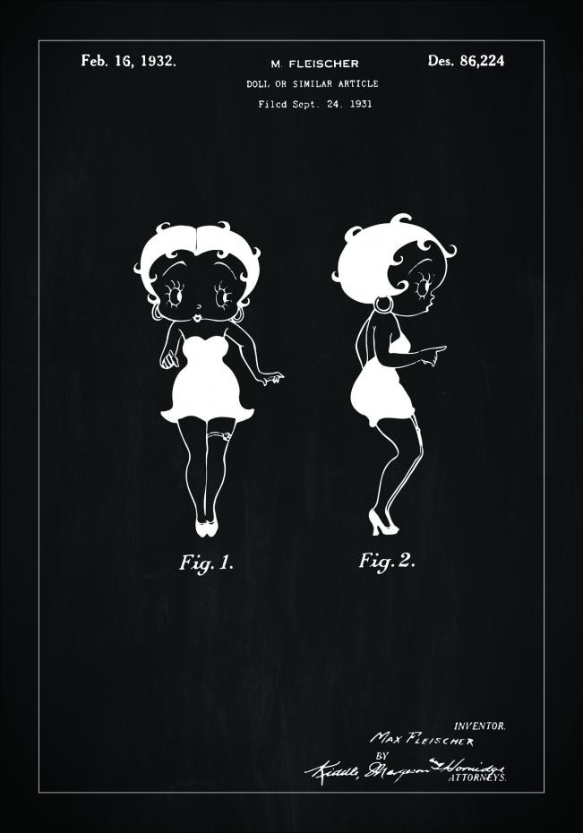 Dessin de brevet - Betty Boop - Noir Poster