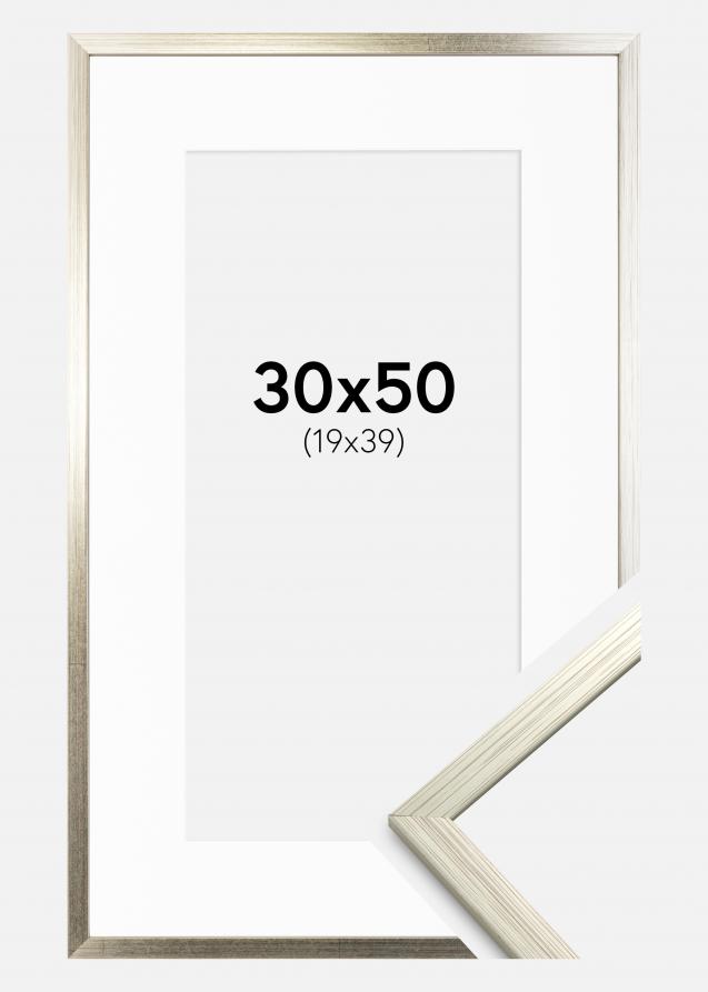 Cadre Edsbyn Argent 30x50 cm - Passe-partout Blanc 20x40 cm