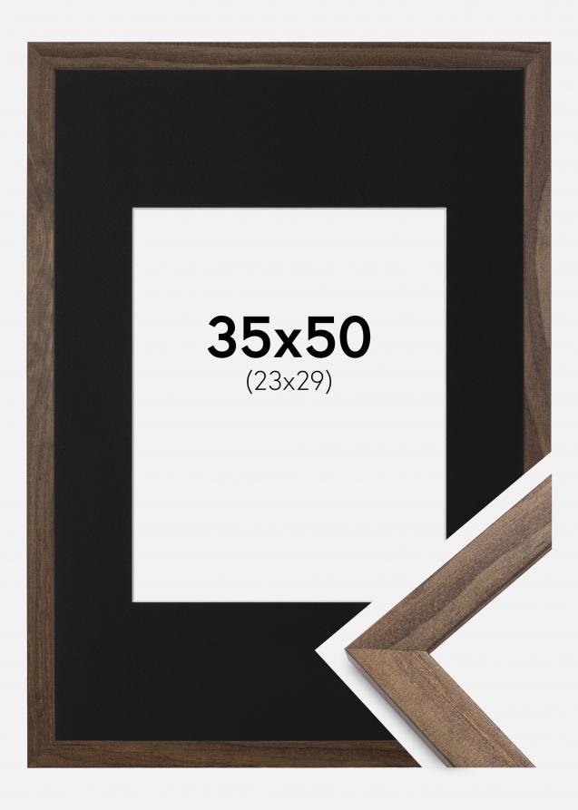 Cadre Stilren Noyer 35x50 cm - Passe-partout Noir 24x30 cm