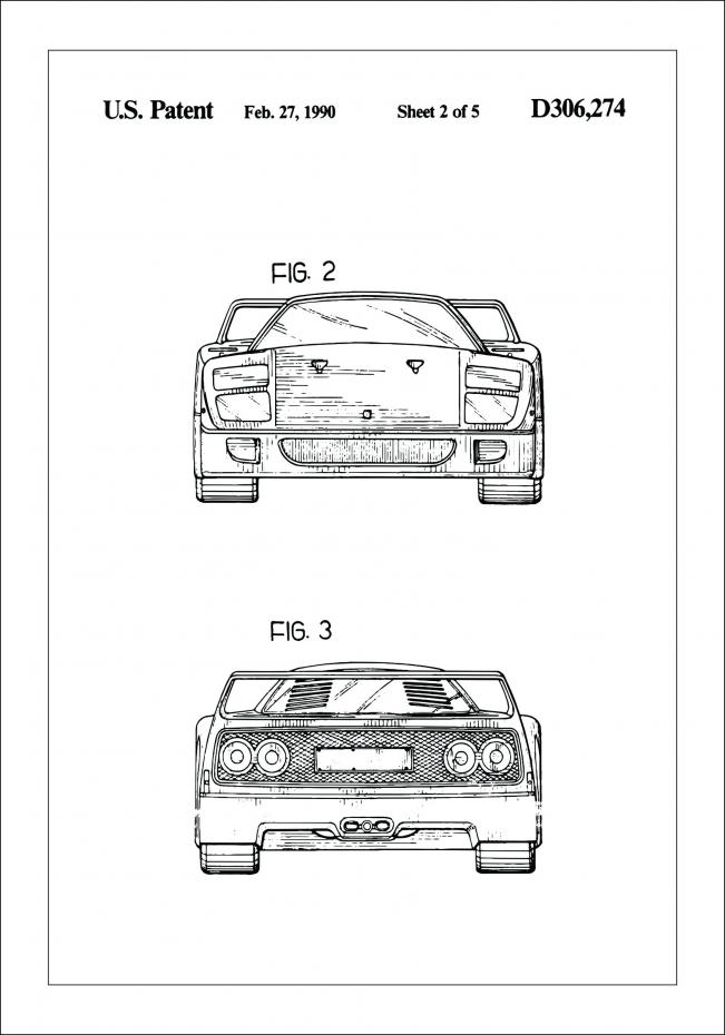 Dessin de brevet - Ferrari F40 III Poster