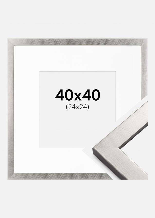 Cadre Uppsala Argent 40x40 cm - Passe-partout Blanc 25x25 cm