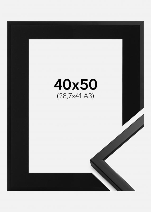 Cadre Oslo Noir 40x50 cm - Passe-partout Noir 29,7x42 cm (A3)