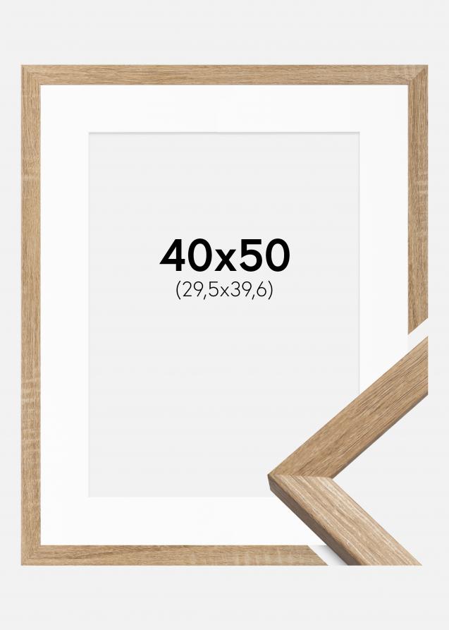 Cadre Fiorito Chêne Clair 40x50 cm - Passe-partout Blanc 12x16 pouces