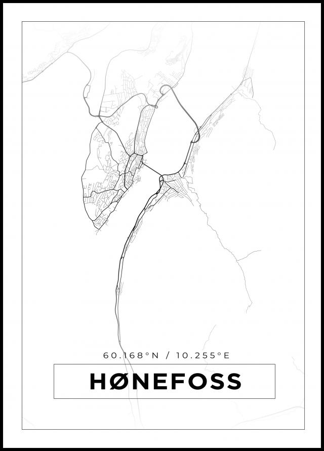 Map - Hønefoss - White