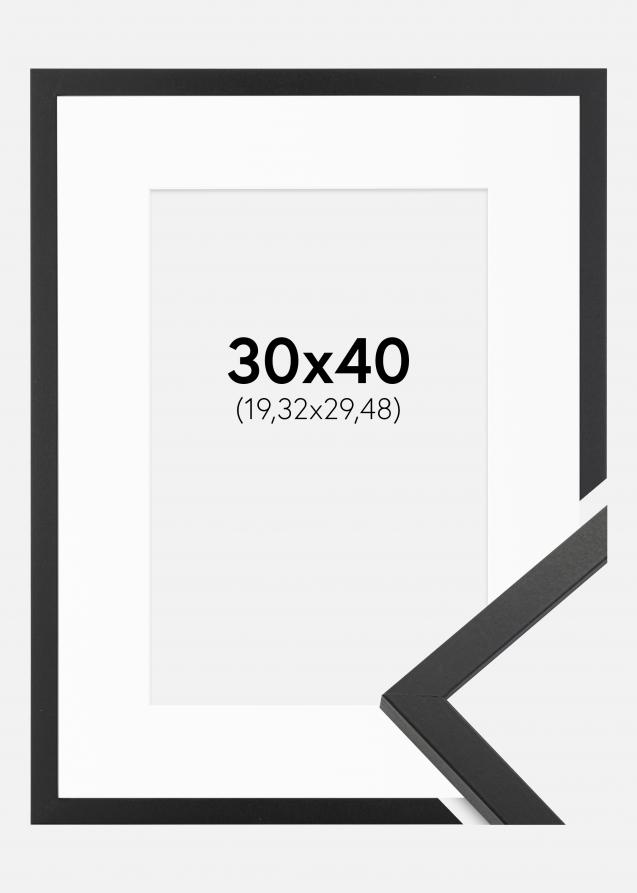 Cadre Trendy Noir 30x40 cm - Passe-partout Blanc 8x12 pouces
