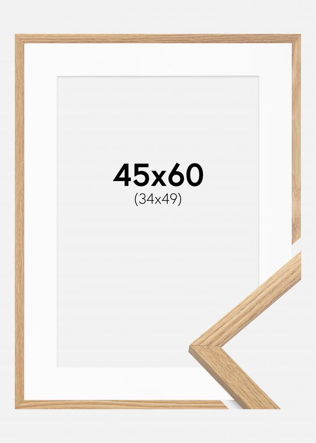 Cadre Trendy Chêne 45x60 cm - Passe-partout Blanc 35x50 cm