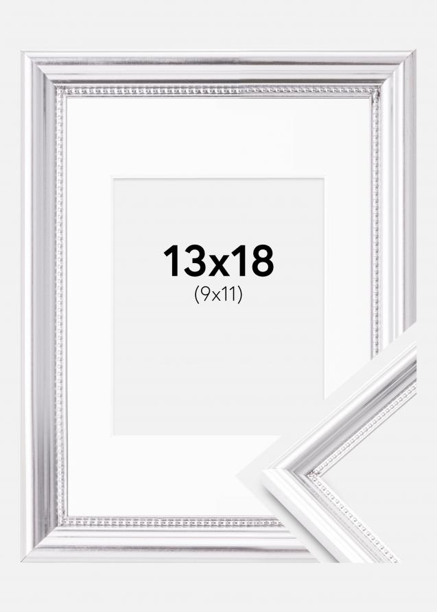 Cadre Gala Argent 13x18 cm - Passe-partout Blanc 10x12 cm