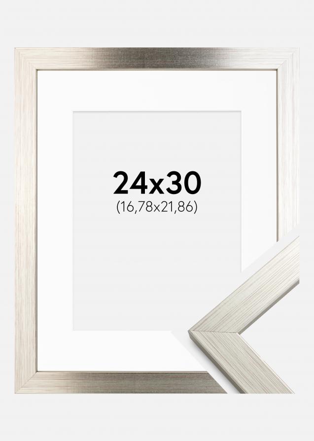 Cadre Silver Wood 24x30 cm - Passe-partout Blanc 7x9 inches