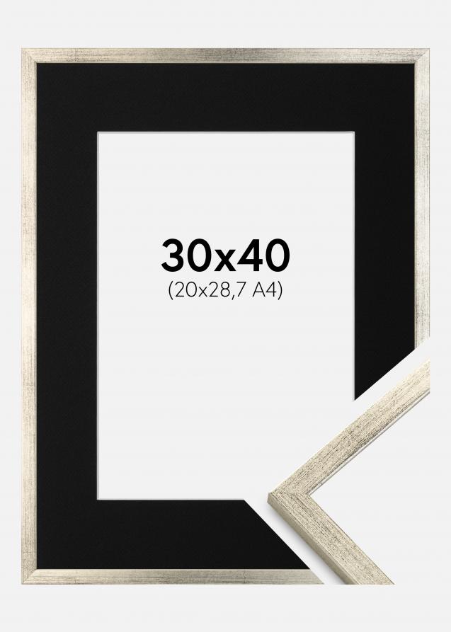 Cadre Galant Argent 30x40 cm - Passe-partout Noir 21x29,7 cm