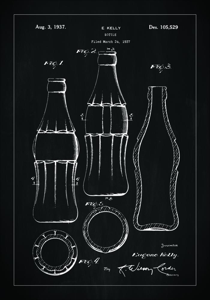 Dessin de brevet - Bouteille Coca Cola - Noir Poster