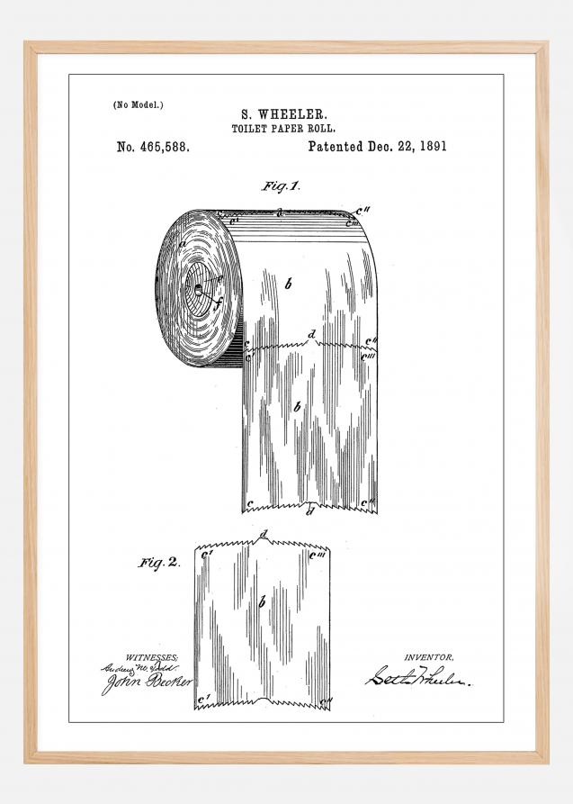 Patent Print - Toilet Paper Roll - White Poster