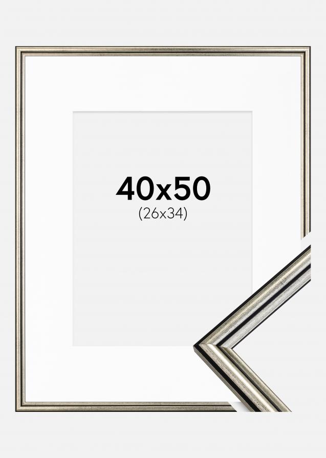 Cadre Horndal Argent 40x50 cm - Passe-partout Blanc 27x35 cm