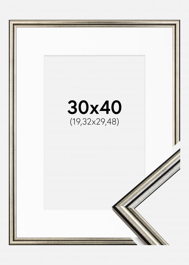 Cadre Horndal Argent 30x40 cm - Passe-partout Blanc 8x12 pouces
