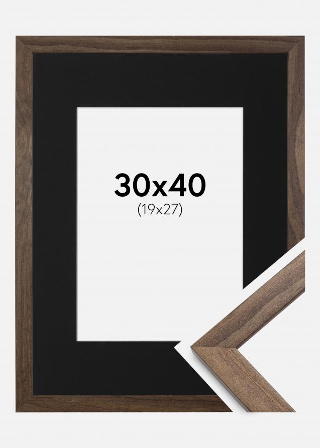 Cadre Stilren Noyer 30x40 cm - Passe-partout Noir 20x28 cm