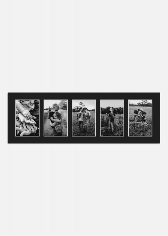 Passe-partout Noir 20x60 cm - Collage 5 Images (9x14 cm)