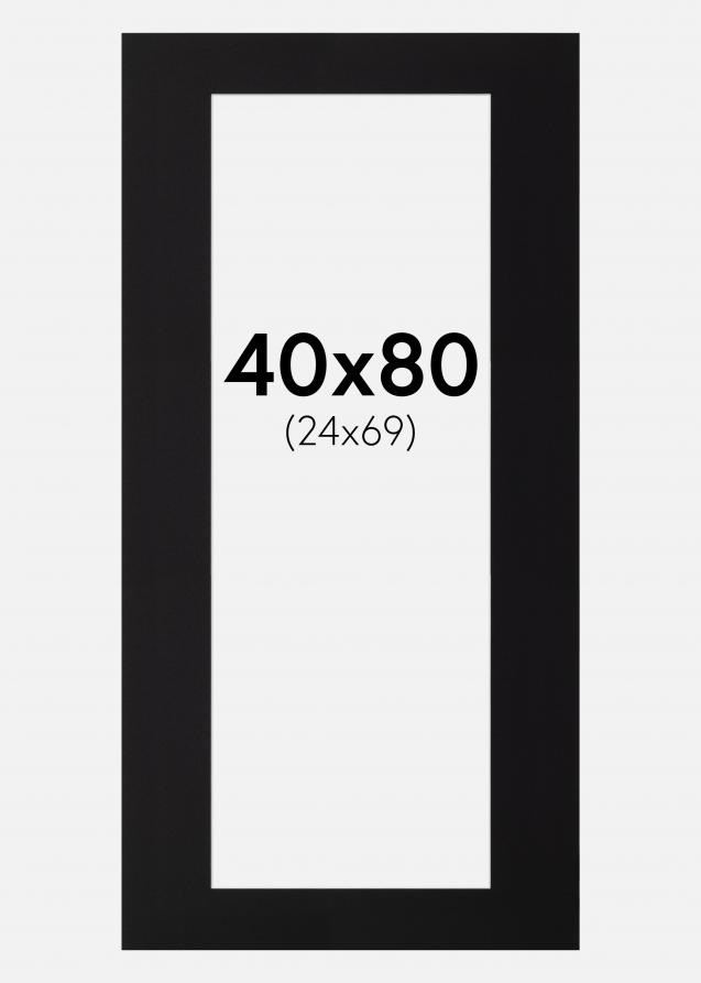 Passe-partout Noir Standard (noyau blanc) 40x80 cm (24x69)