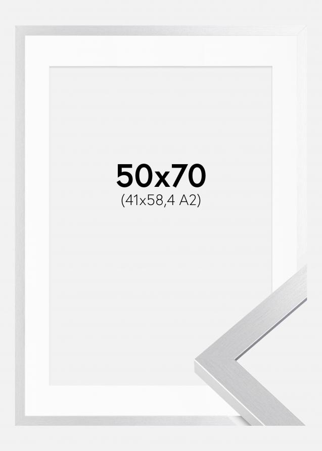 Cadre Selection Argent 50x70 cm - Passe-partout Blanc 42x59,4 cm (A2)