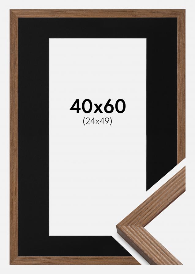 Cadre Fiorito Chêne Foncé 40x60 cm - Passe-partout Noir 25x50 cm
