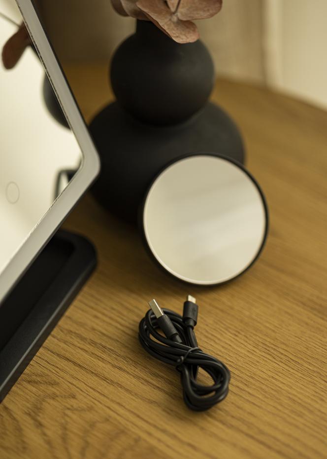 KAILA Miroir de maquillage LED Strip m. Haut-parleur Bluetooth Noir 18x30 cm