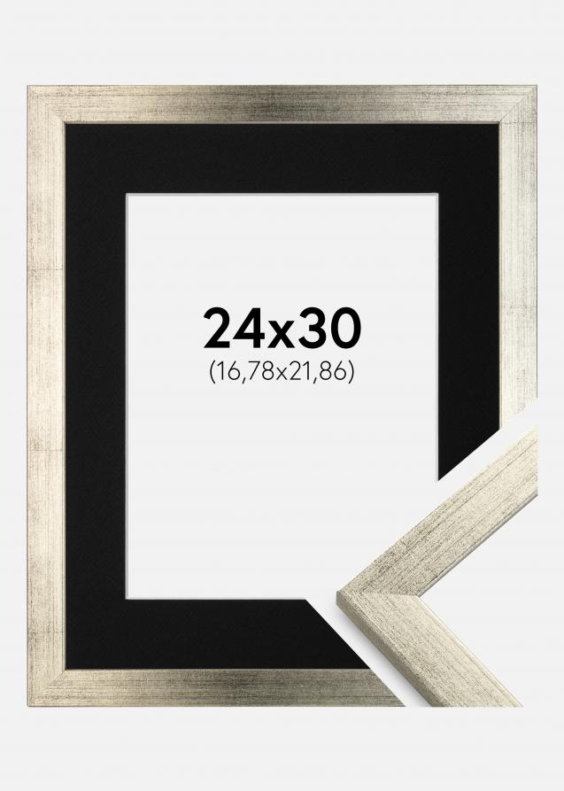 Cadre Stilren Argent 24x30 cm - Passe-partout Noir 7x9 pouces
