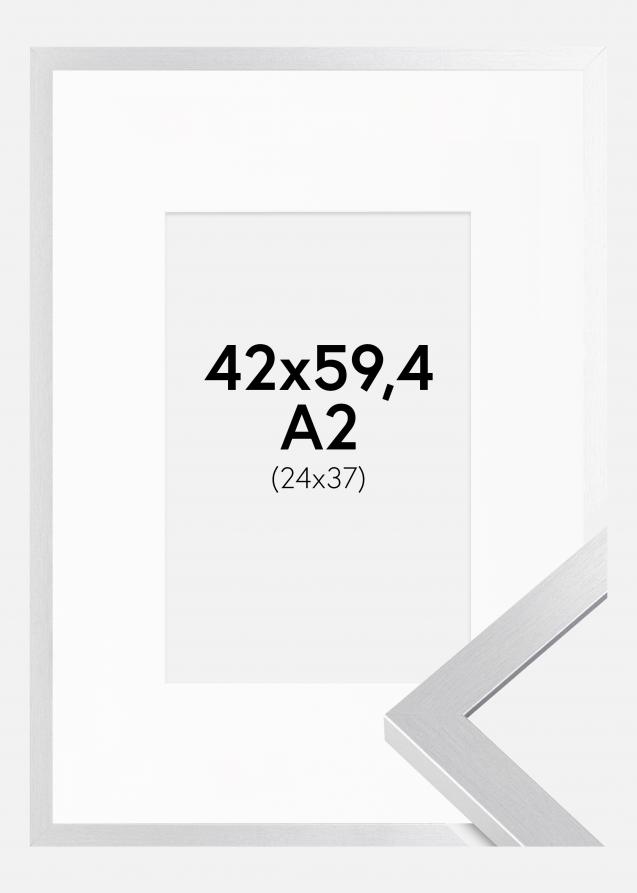 Cadre Selection Argent 42x59,4 cm (A2) - Passe-partout Blanc 25x38 cm