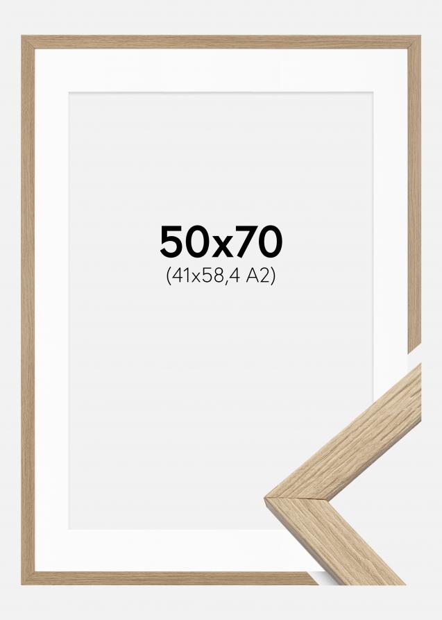 Cadre Stilren Verre acrylique Chêne 50x70 cm - Passe-partout Blanc 42x59,4 cm