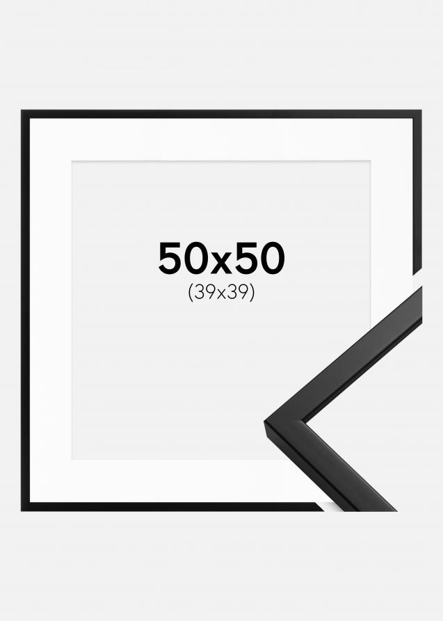 Cadre Oslo Noir 50x50 cm - Passe-partout Blanc 40x40 cm