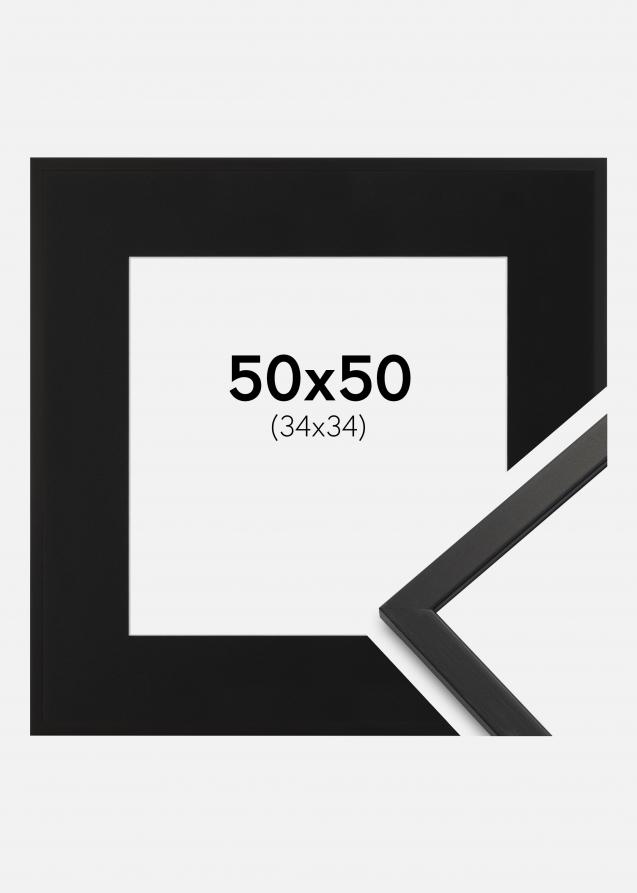 Cadre Edsbyn Noir 50x50 cm - Passe-partout Noir 35x35 cm