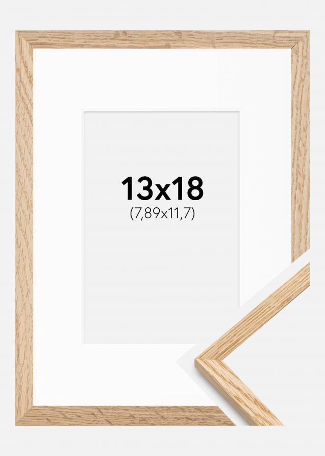 Cadre Mince Chêne 13x18 cm - Passe-partout Blanc 3,5x5 inches