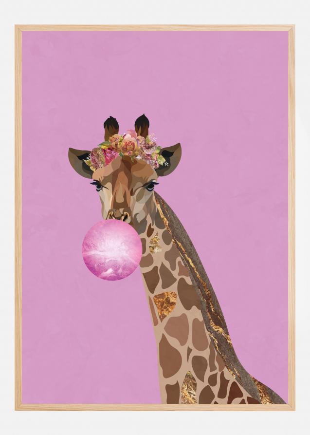 Giraffe pink bubblegum Poster