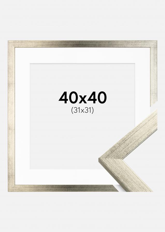 Cadre Stilren Argent 40x40 cm - Passe-partout Blanc 32x32 cm