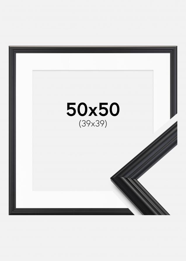 Cadre Siljan Noir 50x50 cm - Passe-partout Blanc 40x40 cm