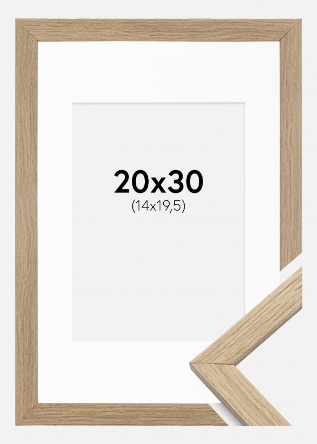 Cadre Stilren Verre acrylique Chêne 20x30 cm - Passe-partout Blanc 15x21 cm