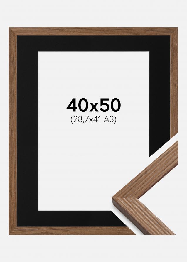 Cadre Fiorito Chêne Foncé 40x50 cm - Passe-partout Noir 29,7x42 cm